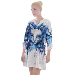 Cat Open Neck Shift Dress