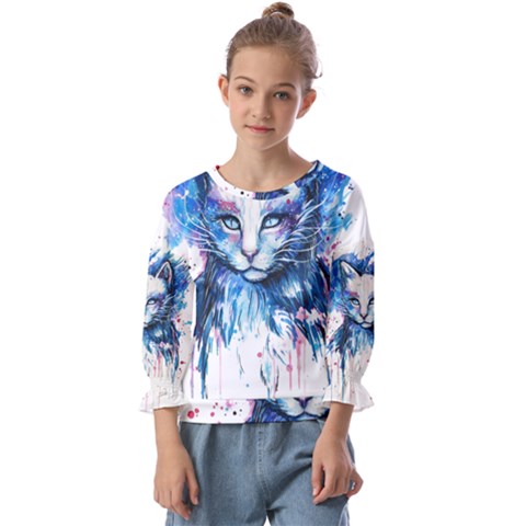 Cat Kids  Cuff Sleeve Top by saad11