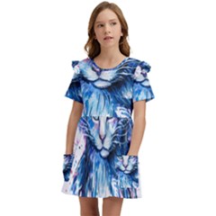 Cat Kids  Frilly Sleeves Pocket Dress by saad11