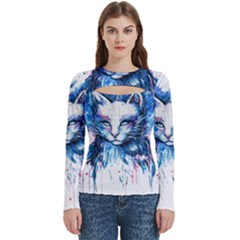 Cat Women s Cut Out Long Sleeve T-shirt by saad11