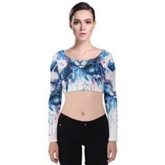 Cat Velvet Long Sleeve Crop Top by saad11