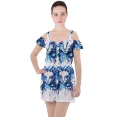 Cat Ruffle Cut Out Chiffon Playsuit