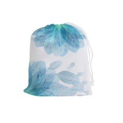 Blue-flower Drawstring Pouch (large) by saad11