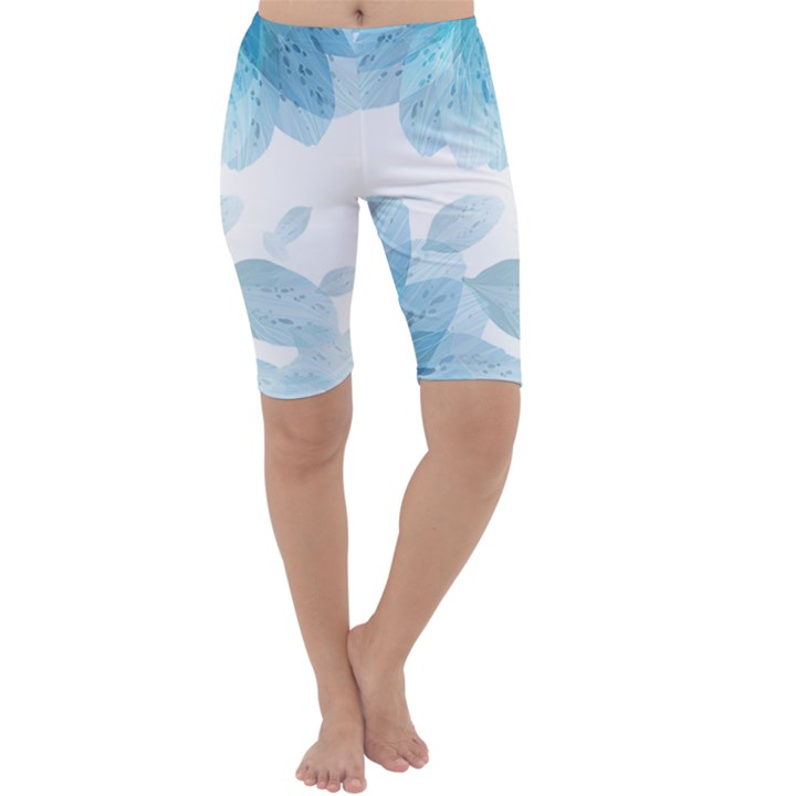 Blue-flower Cropped Leggings 