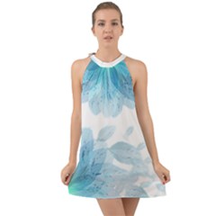 Blue-flower Halter Tie Back Chiffon Dress by saad11