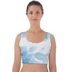 Blue-flower Velvet Crop Top