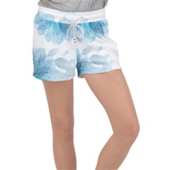 Blue-flower Women s Velour Lounge Shorts