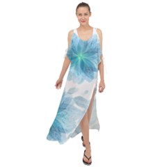 Blue-flower Maxi Chiffon Cover Up Dress