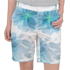 Blue-flower Women s Pocket Shorts by saad11