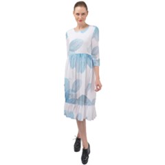 Blue-flower Ruffle End Midi Chiffon Dress by saad11