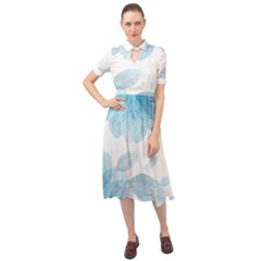 Blue-flower Keyhole Neckline Chiffon Dress by saad11