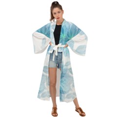 Blue-flower Maxi Kimono by saad11