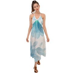 Blue-flower Halter Tie Back Dress  by saad11