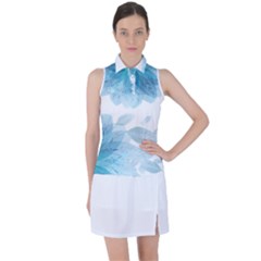 Blue-flower Women s Sleeveless Polo T-shirt by saad11