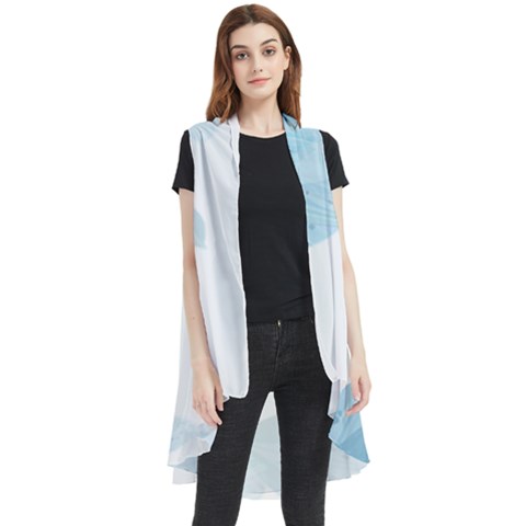 Blue-flower Sleeveless Chiffon Waistcoat Shirt by saad11