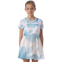 Blue-flower Kids  Short Sleeve Pinafore Style Dress by saad11