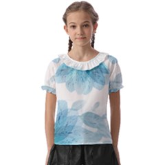 Blue-flower Kids  Frill Chiffon Blouse by saad11