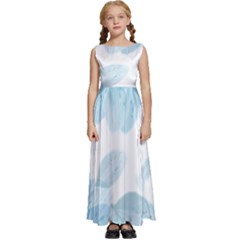 Blue-flower Kids  Satin Sleeveless Maxi Dress by saad11