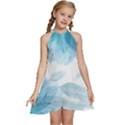 Blue-flower Kids  Halter Collar Waist Tie Chiffon Dress View1