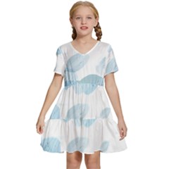 Blue-flower Kids  Short Sleeve Tiered Mini Dress by saad11