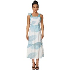 Blue-flower Tie-strap Tiered Midi Chiffon Dress by saad11