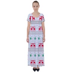 Christmas High Waist Short Sleeve Maxi Dress by saad11