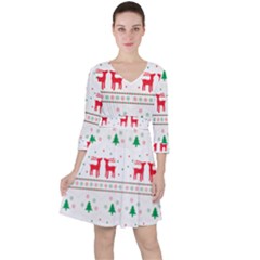 Christmas Quarter Sleeve Ruffle Waist Dress by saad11