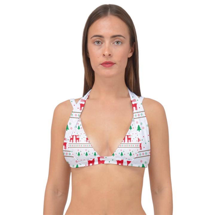 Christmas Double Strap Halter Bikini Top