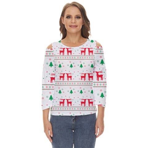 Christmas Cut Out Wide Sleeve Top by saad11