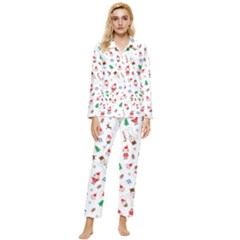 Christmas Womens  Long Sleeve Velvet Pocket Pajamas Set