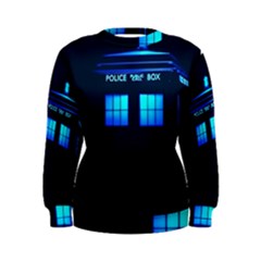 Blue Tardis Doctor Who Police Call Box Women s Sweatshirt by Cendanart