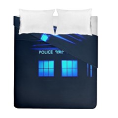 Blue Tardis Doctor Who Police Call Box Duvet Cover Double Side (full/ Double Size) by Cendanart