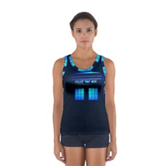 Blue Tardis Doctor Who Police Call Box Sport Tank Top  by Cendanart