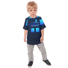 Blue Tardis Doctor Who Police Call Box Kids  Raglan T-shirt