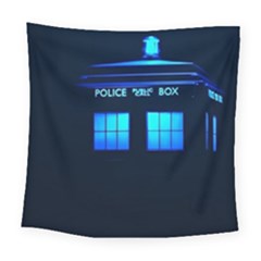 Blue Tardis Doctor Who Police Call Box Square Tapestry (large) by Cendanart