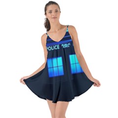 Blue Tardis Doctor Who Police Call Box Love The Sun Cover Up by Cendanart