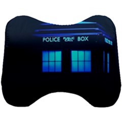 Blue Tardis Doctor Who Police Call Box Head Support Cushion by Cendanart