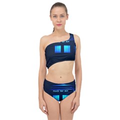 Blue Tardis Doctor Who Police Call Box Spliced Up Two Piece Swimsuit by Cendanart