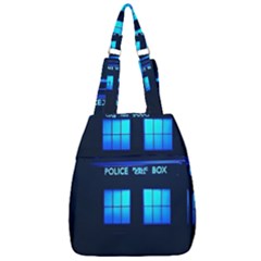 Blue Tardis Doctor Who Police Call Box Center Zip Backpack by Cendanart