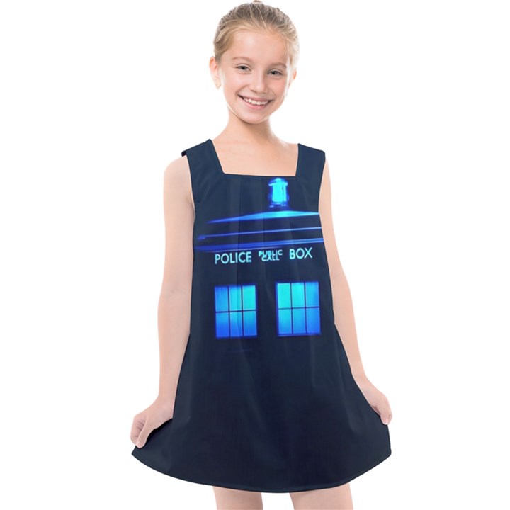 Blue Tardis Doctor Who Police Call Box Kids  Cross Back Dress