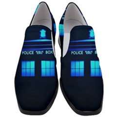 Blue Tardis Doctor Who Police Call Box Women Slip On Heel Loafers by Cendanart