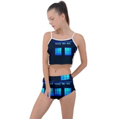 Blue Tardis Doctor Who Police Call Box Summer Cropped Co-ord Set by Cendanart