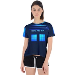 Blue Tardis Doctor Who Police Call Box Open Back Sport T-shirt by Cendanart