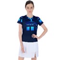 Blue Tardis Doctor Who Police Call Box Women s Sports Top View1