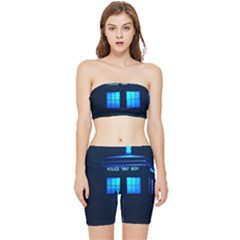 Blue Tardis Doctor Who Police Call Box Stretch Shorts And Tube Top Set by Cendanart