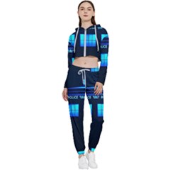 Blue Tardis Doctor Who Police Call Box Cropped Zip Up Lounge Set by Cendanart