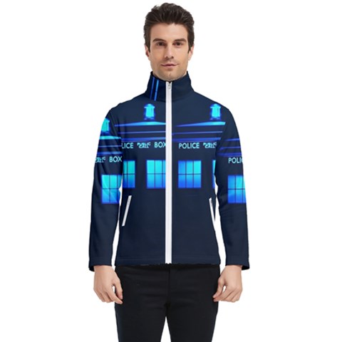 Blue Tardis Doctor Who Police Call Box Men s Bomber Jacket by Cendanart