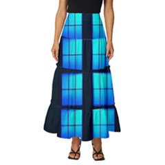 Blue Tardis Doctor Who Police Call Box Tiered Ruffle Maxi Skirt by Cendanart