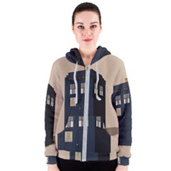 Tardis Doctor Who Minimal Minimalism Women s Zipper Hoodie