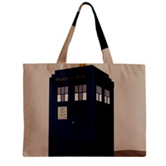 Tardis Doctor Who Minimal Minimalism Zipper Mini Tote Bag by Cendanart